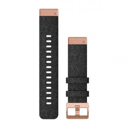 QuickFit 20 Watch Bands, Heathered black nylon, rose gold hardware