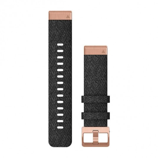 QuickFit 20 Watch Bands, Heathered black nylon, rose gold hardware