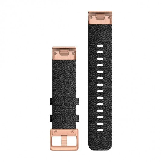QuickFit 20 Watch Bands, Heathered black nylon, rose gold hardware