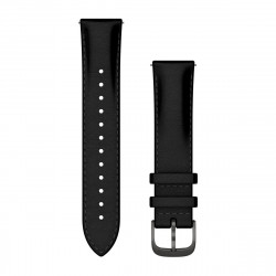 Quick Release Bands (20 mm), Black leather, brushed slate hardware