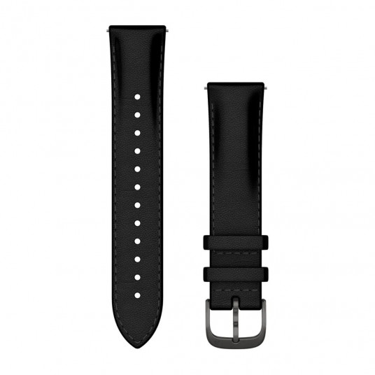 Quick Release Bands (20 mm), Black leather, brushed slate hardware