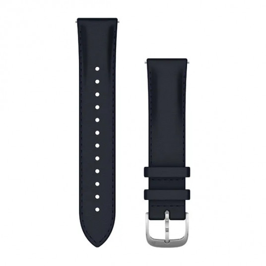 Quick Release Bands (20 mm), Navy italian leather, silver hardware