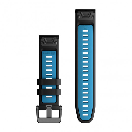 Quickfit 22 mm Watch bands, Black/Cirrus Blue Silicone