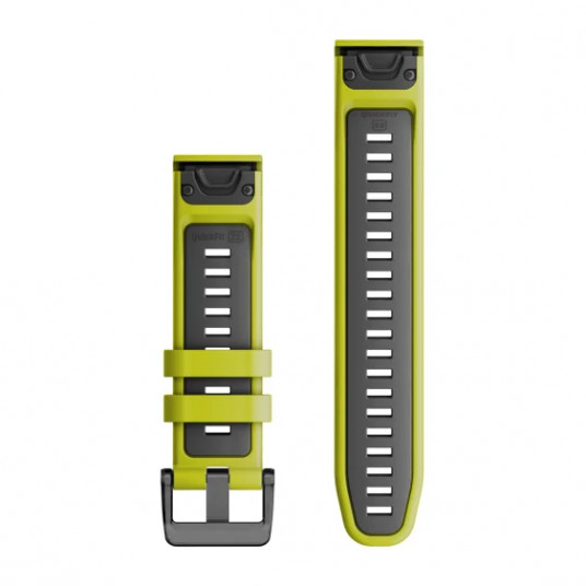 Quickfit 22 mm Watch bands, Electric Lime/Graphite Silicone