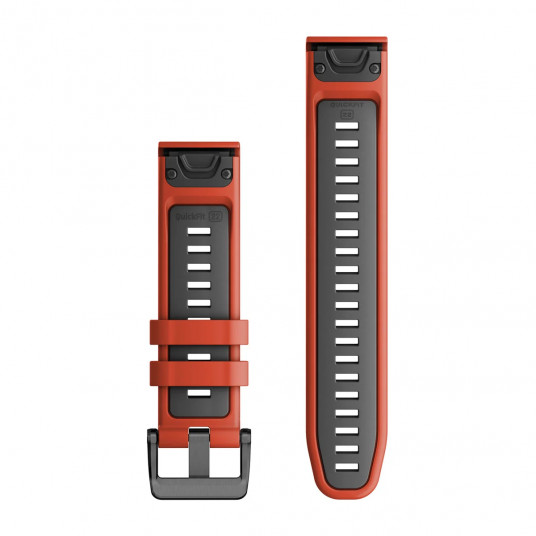 Quickfit 22 mm Watch bands, Flame Red/Graphite Silicone