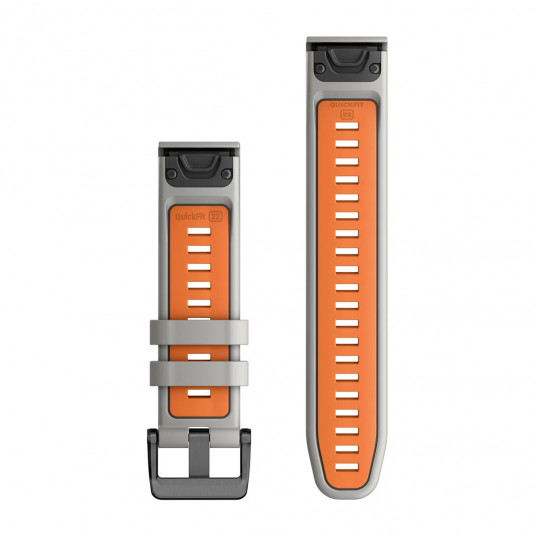 Quickfit 22 mm Watch bands, Fog Grey/Ember Orange Silicone