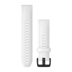 QuickFit 20 Watch Bands, White silicone, black hardware