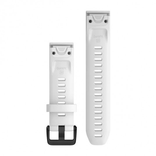 QuickFit 20 Watch Bands, White silicone, black hardware