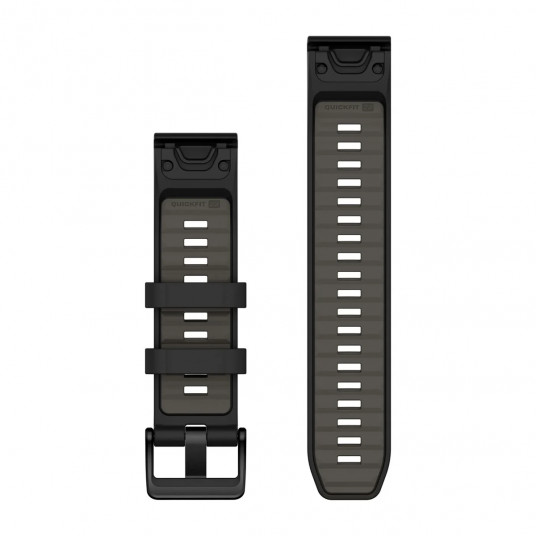 QuickFit 22 Watch Bands, Black/Pebble Gray Silicone