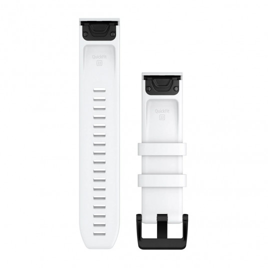 QuickFit 22 Watch Bands, White, black stainless steel hardware