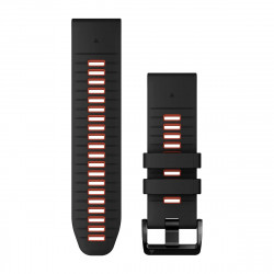 QuickFit 26 Watch Bands, Black/Flame Red Silicone