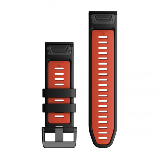 QuickFit 26 Watch Bands, Black/Flame Red Silicone