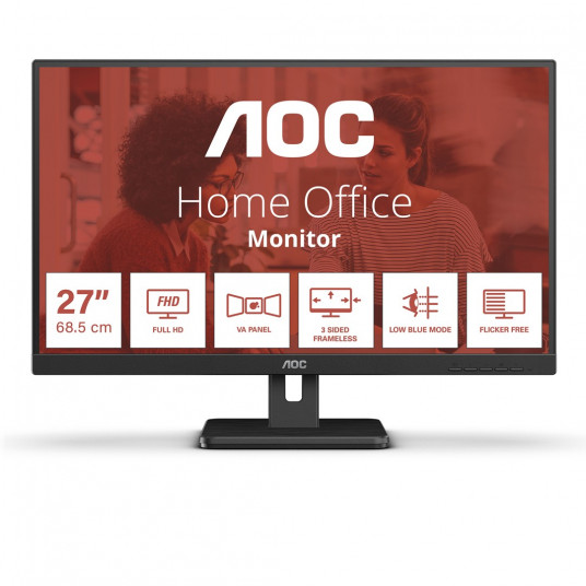 AOC 27E3UM 68,6 cm (27 collas) 1920 x 1080 pikseļi Full HD melns