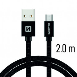 Swissten Textile Quick Charge Universal Micro USB Data and Charging Cable 2m Black