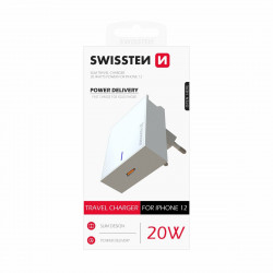 Swissten Premium 20W Mains Charger for all iPhone 12 Series Models White