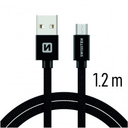 Swissten Textile Quick Charge Universal Micro USB Data and Charging Cable 1.2m Black