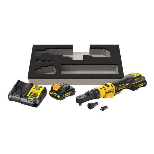 DEWALT. RATCHET 12V DCF500L2G ar 1/4" 3/8" 1/2" HEX 1/4" 2x3.0AH ADAPTERIEM