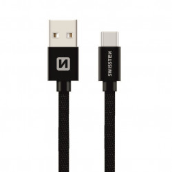 Swissten Textile Universal Quick Charge 3.1 USB-C Data and Charging Cable 3m Black