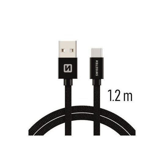 Swissten Textile Universal Quick Charge 3.1 USB-C Data and Charging Cable 1.2m Black