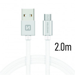 Swissten Textile Quick Charge Universal Micro USB Data and Charging Cable 2m Silver