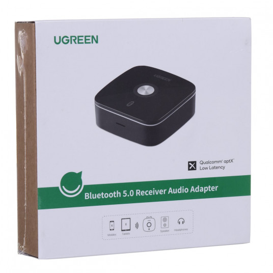 Bluetooth 5.1 uztvērēja adapteris UGREEN 2x RCA, 3,5 mm ligzda, aptX, melns