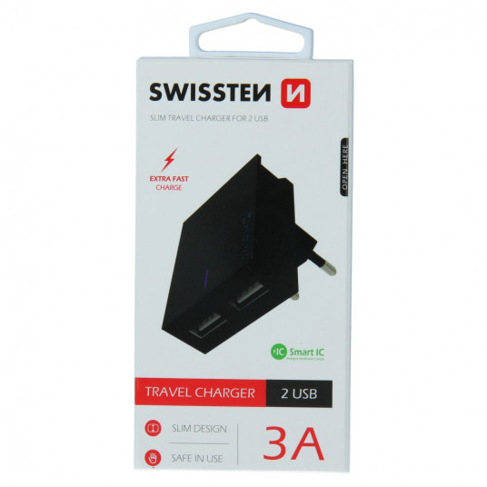 Swissten Premium Travel Charger USB 3А / 15W Black