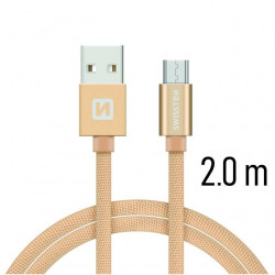 Swissten Textile Quick Charge Universal Micro USB Data and Charging Cable 2m Gold