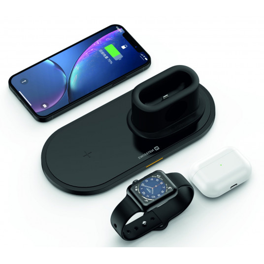 Swissten 3in1 15W Wireless Charger for iPhone / Apple Watch / Airpods Pro / Black