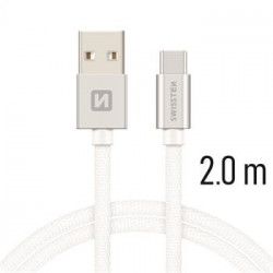 Swissten Textile Universal Quick Charge 3.1 USB-C Data and Charging Cable 2m Silver