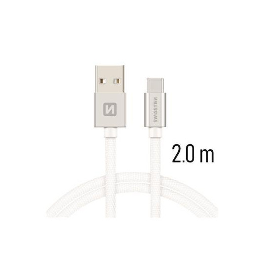 Swissten Textile Universal Quick Charge 3.1 USB-C Data and Charging Cable 2m Silver