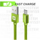 Swissten Textile Universal Quick Charge 3.1 USB-C Data and Charging Cable 2m Green