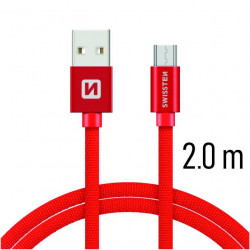 Swissten Textile Quick Charge Universal Micro USB Data and Charging Cable 2m Red