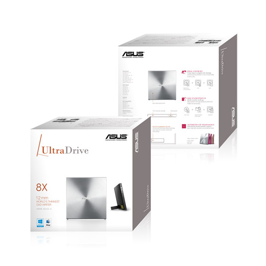 Asus | SDRW-08U5S-U | Interface USB 2.0 | DVD±RW | CD read speed 24 x | CD write speed 24 x | Metallic | Notebook