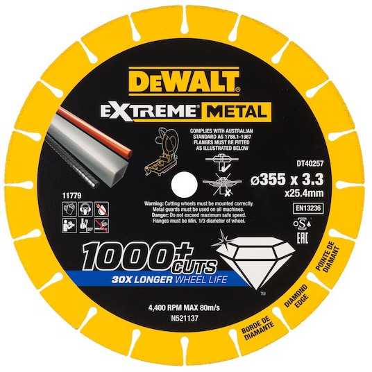 DEWALT METAL BLADE 355x3,3x25,4mm DIAMOND