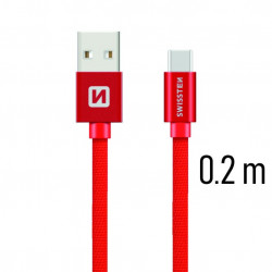 Swissten Textile Universal Quick Charge 3.1 USB-C Data and Charging Cable 20 cm Red