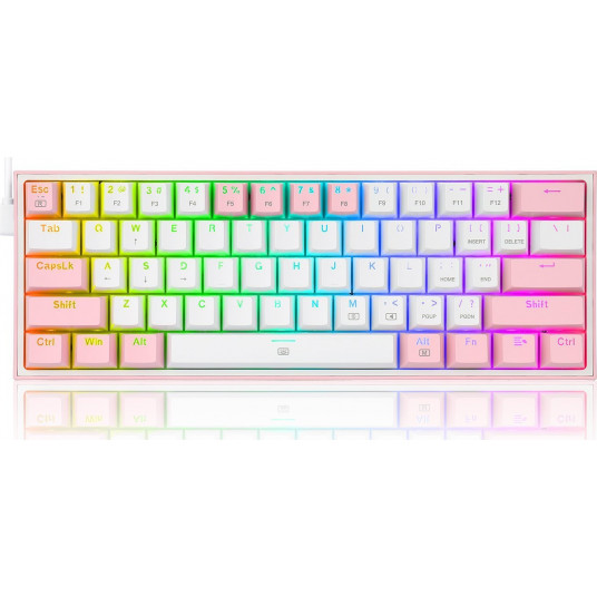 Redragon K617 Fizz RGB balts/rozā