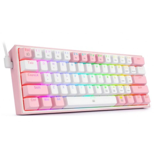 Redragon K617 Fizz RGB balts/rozā