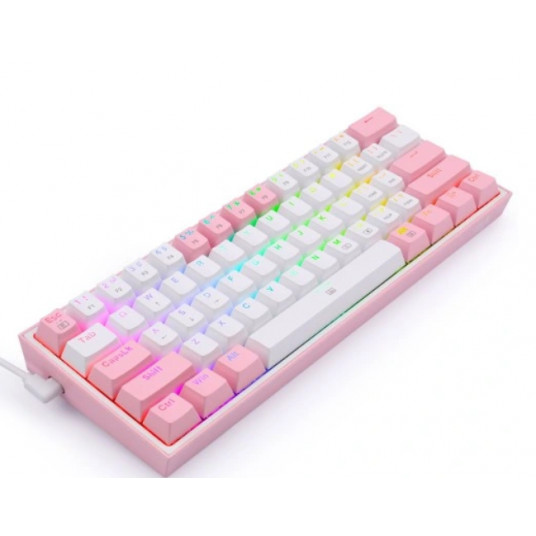 Redragon K617 Fizz RGB balts/rozā
