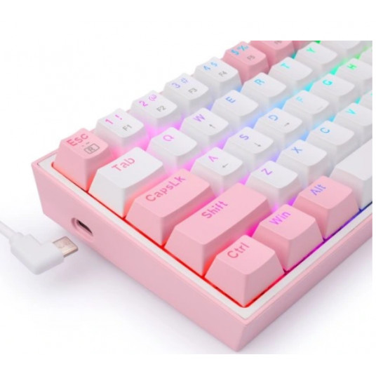 Redragon K617 Fizz RGB balts/rozā