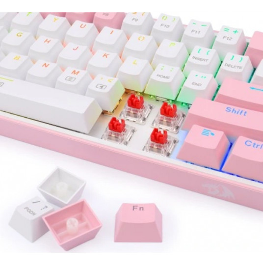 Redragon K617 Fizz RGB balts/rozā