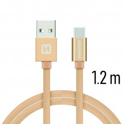 Swissten Textile Universal Quick Charge 3.1 USB-C Data and Charging Cable 1.2m Gold