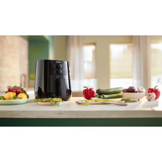 Philips Essential HD9200/90 viena 4,1 l, autonoma 1400 W karstā gaisa cepeškrāsns, melna
