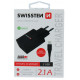 Swissten Travel Smart Ic 2x USB 2.1A + kabel USB - lightning 1.2m melns