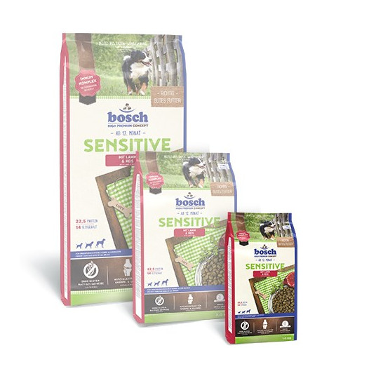 BOSCH Sensitive Lamb &amp; Rice - barība jutīgiem suņiem ar jēra gaļu un rīsiem 1kg