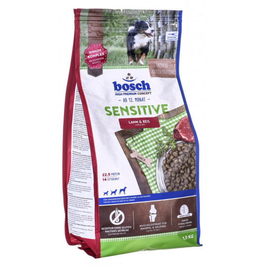 BOSCH Sensitive Lamb &amp; Rice - barība jutīgiem suņiem ar jēra gaļu un rīsiem 1kg
