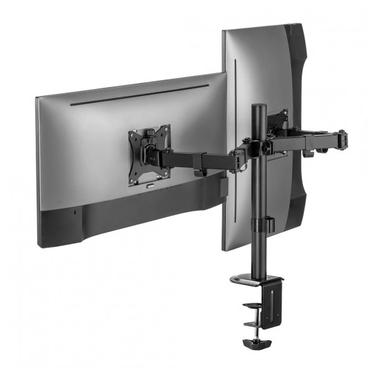 Maclean galda stiprinājums 2 monitoriem, VESA 75x75 un 100x100, 17-32", 2x 9 kg, MC-754N