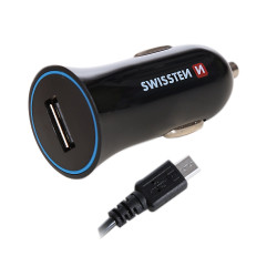 Swissten Premium Car charger 12 / 24V / 1A whit Micro USB Cable 1,5m Black