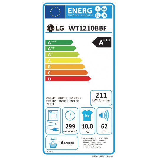 Veļas mašīna ar žāvētāju LG WT1210BBF