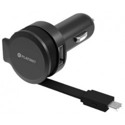 Paltinet PLCRRCC Universal IC Car charger 2.4A USB +  Rolling Micro USB Cable Black