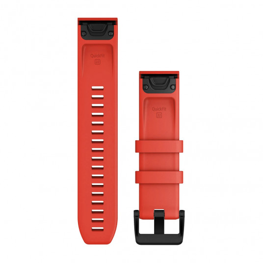 QuickFit 22 Watch Bands, Laser red, black stainless steel hardware